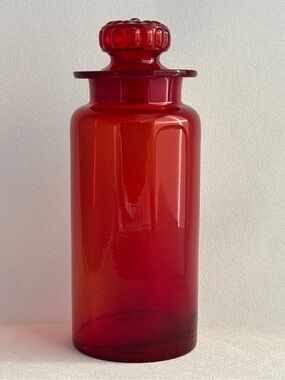 Vintage Amberina Red Japanese Takahashi Glass Apothecary Jar